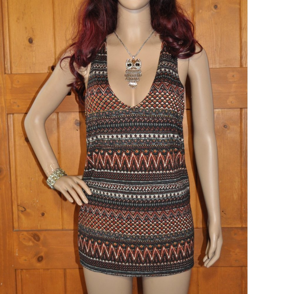 Women's Casual Geometric design multi colored V Neck tank top